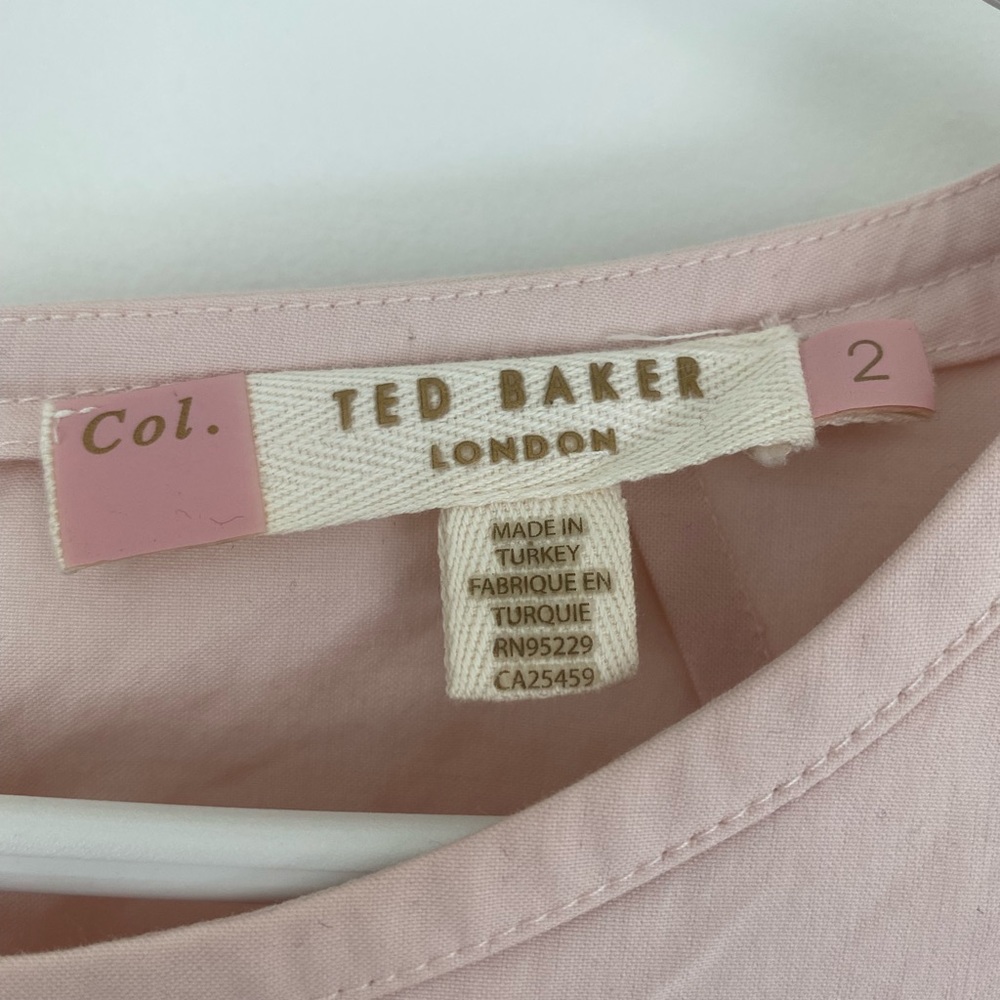 TED BAKER Colour By Numbers Lillou Cotton Poplin Top PINK Size 2 US size 6 - Picture 5 of 10